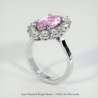 3.07 Ct. Pink Sapphire Ring, 18K White Gold 2