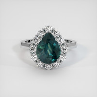 5.05 Ct. Greenish Blue Sapphire Ring, 18K White Gold 1