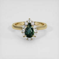 1.12 Ct. Bluish Green Sapphire Ring, 14K Yellow Gold 1