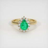 0.82 Ct. Emerald Ring, 18K Yellow Gold 1