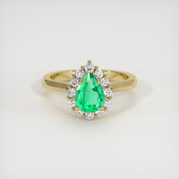 0.86 Ct. Emerald Ring, 18K Yellow Gold 1