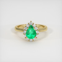 1.01 Ct. Emerald Ring, 18K Yellow Gold 1