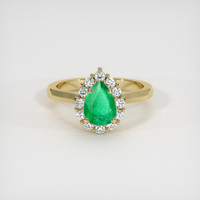 0.98 Ct. Emerald Ring, 18K Yellow Gold 1