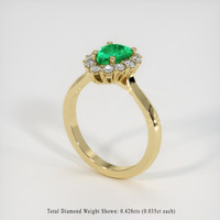 0.98 Ct. Emerald Ring, 18K Yellow Gold 2