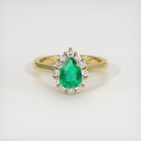 0.81 Ct. Emerald Ring, 18K Yellow Gold 1