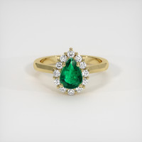 0.68 Ct. Emerald Ring, 18K Yellow Gold 1