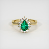 0.82 Ct. Emerald Ring, 18K Yellow Gold 1