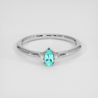 0.16 Ct. Bluish Green Paraiba Tourmaline Ring, Platinum 950 1