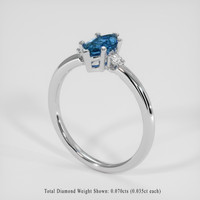 0.86 Ct. Blue Sapphire Ring, 14K White Gold 2
