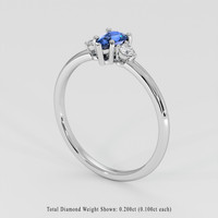 0.63 Ct. Blue Sapphire Ring, 14K White Gold 2