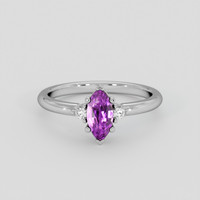 0.90 Ct. Pinkish Purple Sapphire Ring, 14K White Gold 1