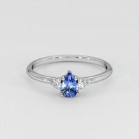 0.63 Ct. Blue Sapphire Ring, 18K White Gold 1
