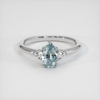 0.91 Ct. Greyish Blue Sapphire Ring, 18K White Gold 1