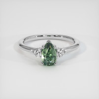 1.62 Ct. Green Sapphire Ring, 18K White Gold 1