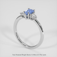 0.99 Ct. Blue Sapphire Ring, 18K White Gold 2