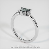 0.65 Ct. Grey Sapphire Ring, 18K White Gold 2