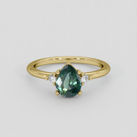 1.31 Ct. Green Sapphire Ring, 10K Yellow Gold 1