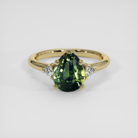 2.52 Ct. Yellowish Green Sapphire Ring, 14K Yellow Gold 1