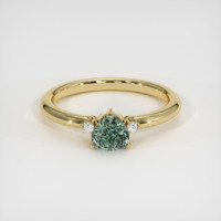 0.66 Ct. Bluish Green Sapphire Ring, 14K Yellow Gold 1