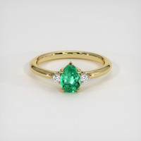 0.68 Ct. Emerald Ring, 18K Yellow Gold 1