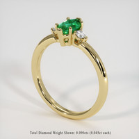 0.53 Ct. Emerald Ring, 18K Yellow Gold 2