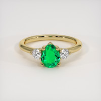 0.58 Ct. Emerald Ring, 18K Yellow Gold 1