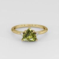 1.34 Ct. Yellowish Green to Brownish Orange Alexandrite Ring, 18K Yellow Gold 1