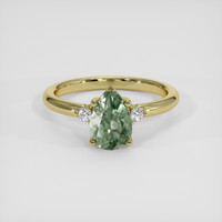 1.20 Ct. Green Sapphire Ring, 18K Yellow Gold 1