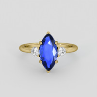 2.07 Ct. Blue Sapphire Ring, 18K Yellow Gold 1