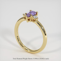 0.65 Ct. Purple Sapphire Ring, 18K Yellow Gold 2