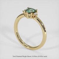 0.93 Ct. Bluish Green Sapphire Ring, 18K Yellow Gold 2