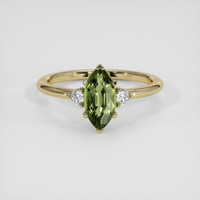 1.42 Ct. Green Sapphire Ring, 18K Yellow Gold 1