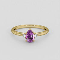 1.00 Ct. Pinkish Purple Sapphire Ring, 18K Yellow Gold 1