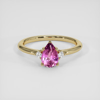 1.29 Ct. Purplish Pink Sapphire Ring, 18K Yellow Gold 1