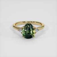 2.52 Ct. Yellowish Green Sapphire Ring, 18K Yellow Gold 1