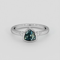 0.72 Ct. Bluish Green Sapphire Ring, Silver 1