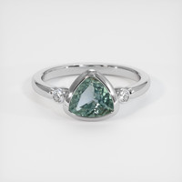 1.05 Ct. Greenish Blue Sapphire Ring, 10K White Gold 1