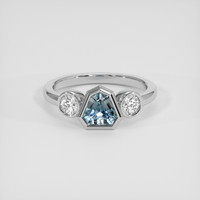 1.00 Ct. Greenish Blue Sapphire Ring, 14K White Gold 1