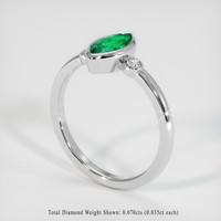 0.92 Ct. Emerald Ring, 18K White Gold 2