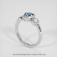1.00 Ct. Greenish Blue Sapphire Ring, 18K White Gold 2