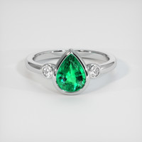 1.01 Ct. Emerald Ring, 18K White Gold 1