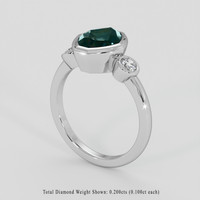 2.15 Ct. Bluish Green Sapphire Ring, 18K White Gold 2