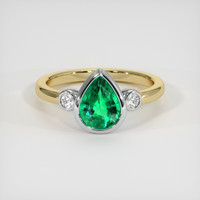 1.01 Ct. Emerald Ring, 18K White & Yellow 1