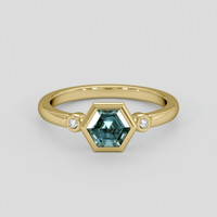 0.74 Ct. Bluish Green Sapphire Ring, 14K Yellow Gold 1