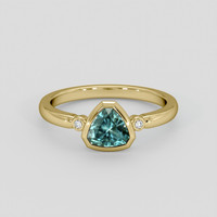 0.75 Ct. Bluish Green Sapphire Ring, 14K Yellow Gold 1