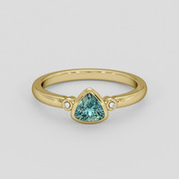 0.39 Ct. Bluish Green Sapphire Ring, 14K Yellow Gold 1