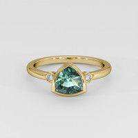 1.58 Ct. Bluish Green Sapphire Ring, 18K Yellow Gold 1