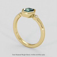 0.74 Ct. Bluish Green Sapphire Ring, 18K Yellow Gold 2