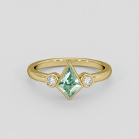 0.80 Ct. Bluish Green Sapphire Ring, 18K Yellow Gold 1