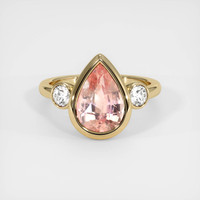 4.03 Ct. Padparadscha Sapphire Ring, 18K Yellow Gold 1